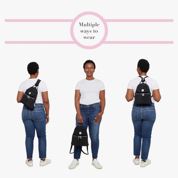 Baggallini Naples Convertible Small Daypack Sling Crossbody, Black - Picture 6 of 9